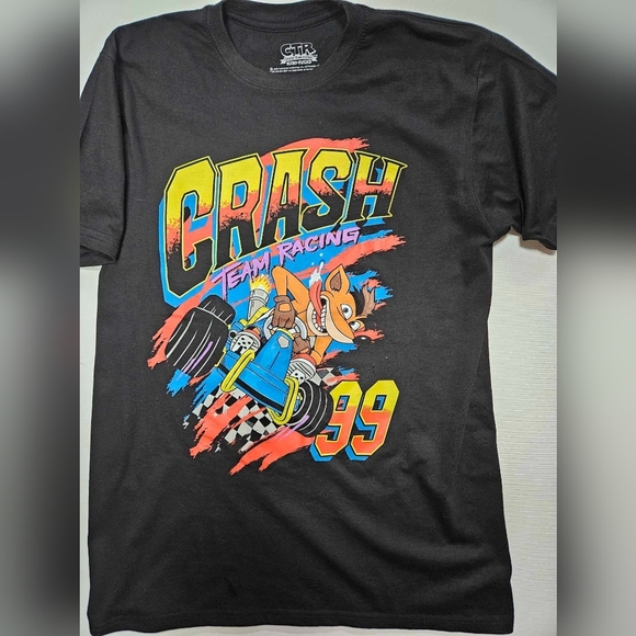 Crash Bandicoot Mens Short Sleeve Crew Neck Medium‎ Black Graphic T-Shirt Medium - Picture 1 of 7